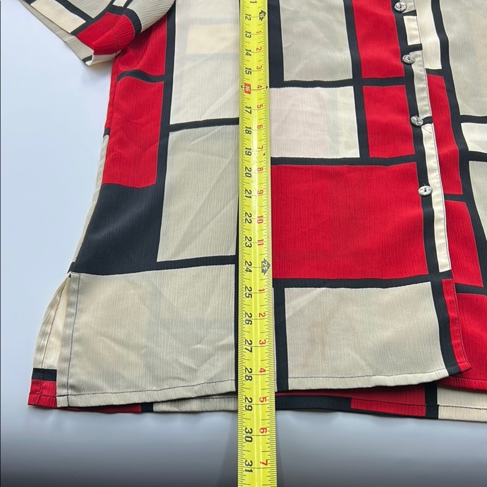 Allison Daley Vintage Button Down Shirt 16 Collared Abstract Ribbed Short Sleeve - Picture 11 of 16